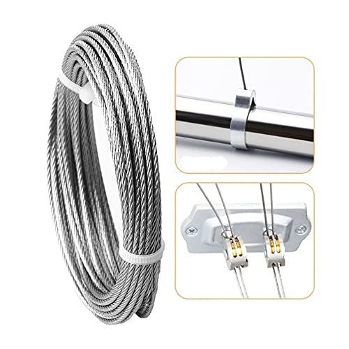 Ymwave 1 Rollo 10 Metros Cuerda Cable de Acero Inoxidable de 2mm,10 lazos de engarzado de aluminio y dedales de cuerda de alambre M2 para Exteriores