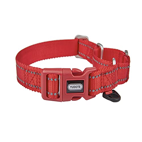 YUDOTE Collares reflectantes para perro martingale, a prueba de escape, con hebilla de liberación rápida de seguridad para caninos de cabeza estrecha, fácil de caminar, pequeño rojo