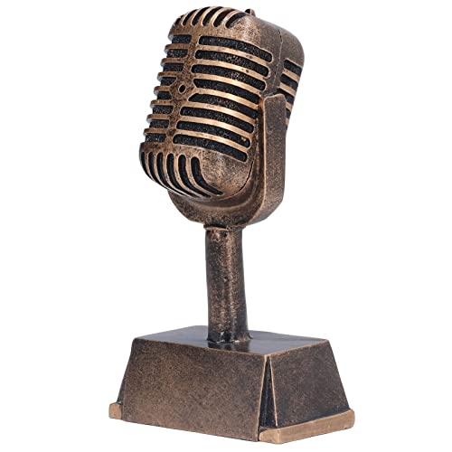 Yuecoom Trofeo de Premio, Trofeo de Premio de música de Resina sintética, micrófono Decorativo Realista, Adorno de Mesa para competición de Canto en casa