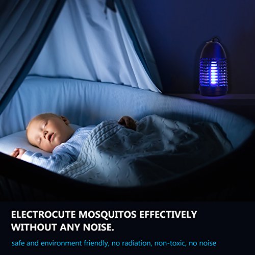 YUNLIGHTS 7W Lampara Mosquitos Antimosquitos Electrico Mata Mosquitos Electrico Repelente Mosquitos Lampara Antimosquitos con luz UV para Interiores al aire libre - Independiente o colgante de pared