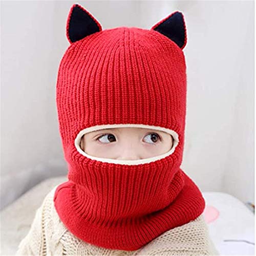 YUNNUO Sombrero de invierno para niños, babero de una sola pieza más orejeras de terciopelo engrosadas, sombreros para hombres y mujeres, lana de punto cálida para bebés de 2 a 5 años