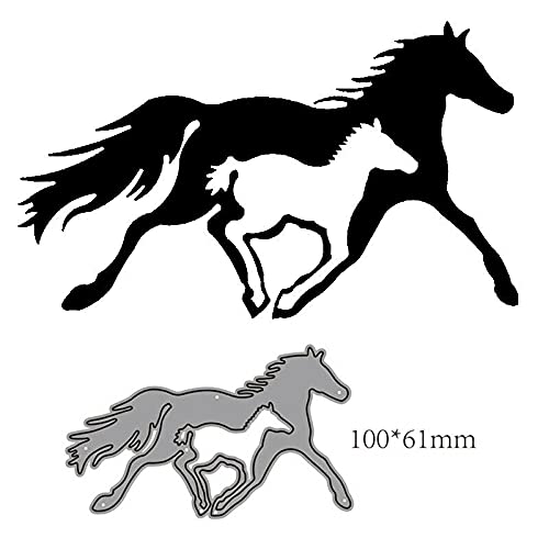 YunTrip - Troqueles de corte de metal con diseño de caballo de animales, 2 caballos y siluetas, plantillas para álbumes de fotos, papel decorativo para hacer tarjetas, suministros