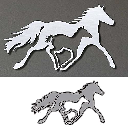 YunTrip - Troqueles de corte de metal con diseño de caballo de animales, 2 caballos y siluetas, plantillas para álbumes de fotos, papel decorativo para hacer tarjetas, suministros