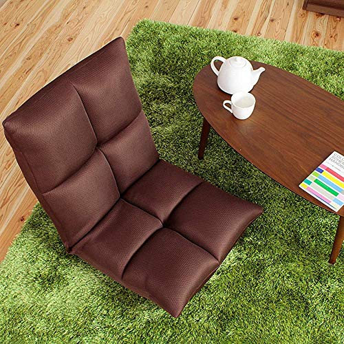 YUQIYU Los Cojines del Asiento Trasero Plegable Acolchada Silla Piso, Tatami Ajustable Acolchonadas reclinable sofá Perezoso, Juego Sillas Compatible with niños y Adultos, 150 kg de Carga, Brown