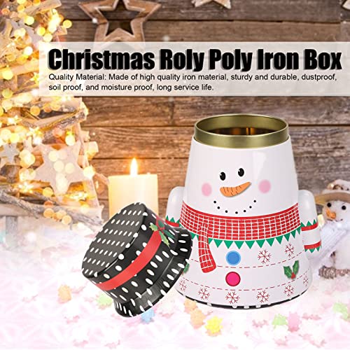 YUUGAA Caja de Dulces navideños, Caja de Hierro de Dulces navideños Roly Poly Design Papá Noel Muñeco de Nieve Caja de Almacenamiento de latas de Caramelo(Snowman)