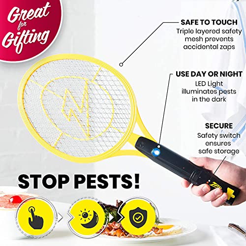 ZAP IT! Bug Zapper - Mosquito Recargable, Fly Swatter/Killer y Raqueta Bug Zapper - Carga USB de 4.000 voltios, luz LED súper Brillante para Zap in The Dark (Medium Twin)