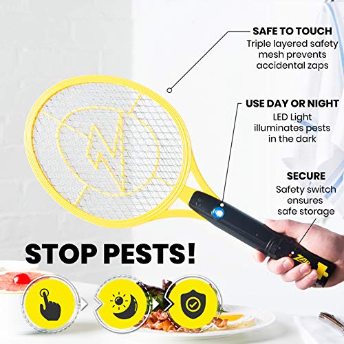 ZAP IT!! Exterminador eléctrico de Insectos Raqueta eléctrica exterminadora de Insectos matamoscas y matamosquitos - Carga USB de 4000 voltios (Medium)