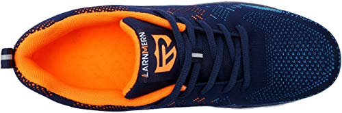 Zapatillas de Seguridad Mujer/Hombre DY-112, Zapatos de Trabajo con Punta de Acero Ultra Liviano Suave y cómodo Transpirable, Naranja Azul, 46 EU