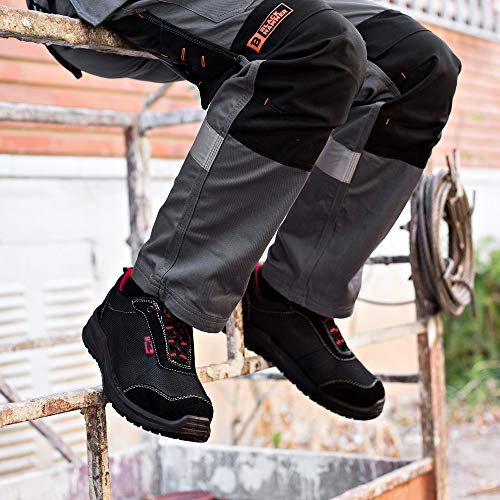 Zapatillas Deportivas de Seguridad para Hombres Puntera S1P SRC Calzado de Trabajo Botines para senderistas Protección Entresuela 4482 Black Hammer (42 EU)