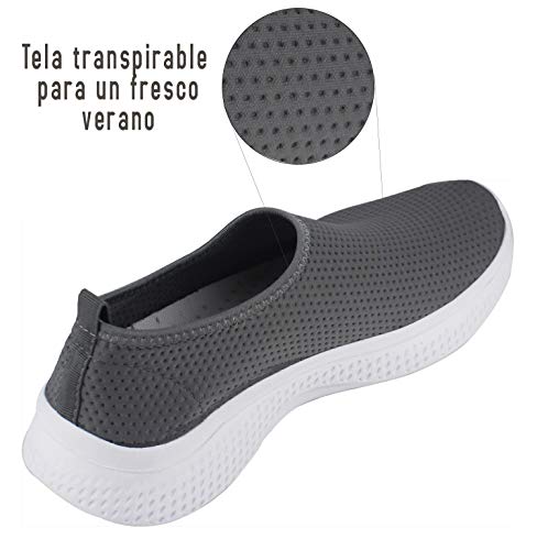 Zapatillas Deportivas de Tela Transpirables para Verano, Tenis con Soporte para el Talón Anti resbalante (Gris, Numeric_40)