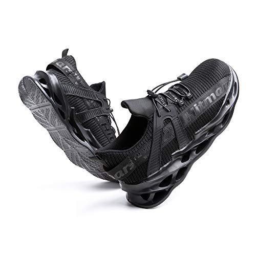 Zapatos de Seguridad Hombre Punta de Acero Botas de Seguridad Mujer Deportiva Zapatillas Trabajo Unisex Antideslizante Respirable Negro Talla 41