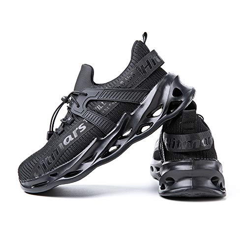 Zapatos de Seguridad Hombre Punta de Acero Botas de Seguridad Mujer Deportiva Zapatillas Trabajo Unisex Antideslizante Respirable Negro Talla 41