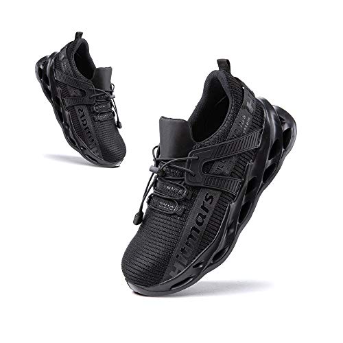 Zapatos de Seguridad Hombre Punta de Acero Botas de Seguridad Mujer Deportiva Zapatillas Trabajo Unisex Antideslizante Respirable Negro Talla 41