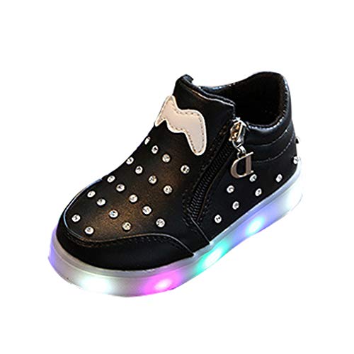 Zapatos Deportivos De Dibujos Animados Iluminación LED Zapatos para Niñas Zapatos Inferiores Suaves Zapatos De Diamantes De Imitación Zipper Velcro Zapatos De Moda