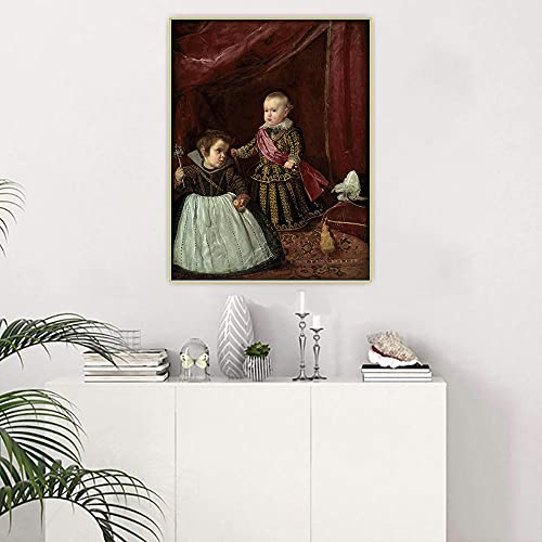 ZHJJD Diego Velázquez Lienzo Pintura al óleo Don Baltasar Carlos con un Enano Póster Pared Famosa Estética Arte Occidental Decoracion Arte del hogar 60x80cm Sin Marco