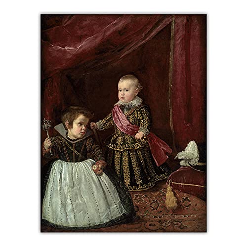 ZHJJD Diego Velázquez Lienzo Pintura al óleo Don Baltasar Carlos con un Enano Póster Pared Famosa Estética Arte Occidental Decoracion Arte del hogar 60x80cm Sin Marco