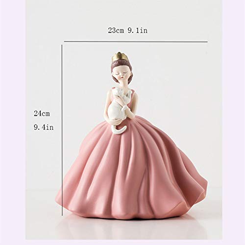 Zhuzhu Estatuas Ornamentos de Resina Princesa de Cuento de Hadas, muñeca de Moda de la Serie de Estilo Princesa, Adecuado para Colocar en Escritorio y dormitorios Adorno Escritorio (Color : A)