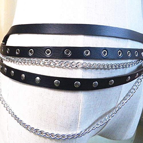 Zonfer Cadenas Cuerpo De La Cintura De Las Mujeres Cadena De La Cintura del Arnés Liga Cinturón con Hebilla Punky Gótico para La Señora