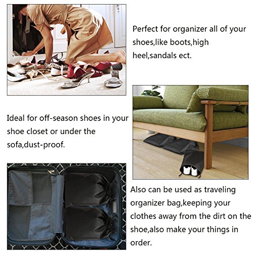 ZoomSky Bolso almacenaje de Zapatos 8pcs Organizador Calzado Negro de Tela no Tejida para ordenar Zapatos en Viaje Desplazamiento y en Gimnasia Estadio y Campo evitando Suciedad de Maleta