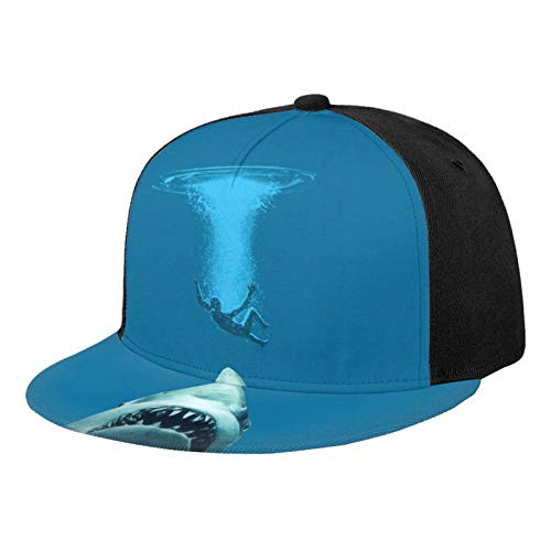 ZORIN Gorra de béisbol a cuadros ajustable 3D Impresión Sombreros Big Mouth Dangerous Shark Eat People El Snapback Negro
