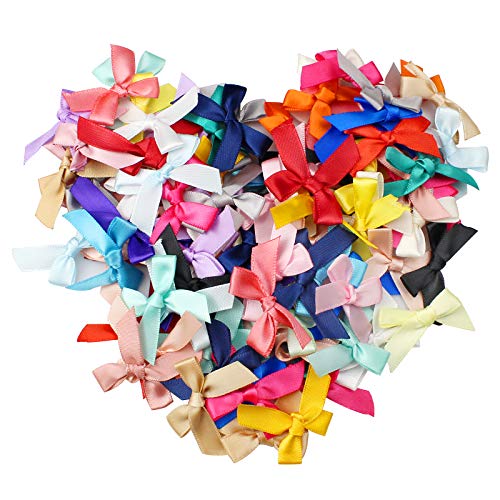 ZoZoMaiy 100 Piezas Lazos de Cinta de Satén Mini Arcos de Cinta de Raso para Manualidades de Boda Costura Decoración de Scrapbooking (Color Mezclado)