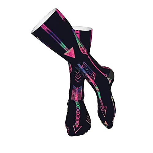 zsst Calcetines para mujeres hombres neón arco y flecha colorido Galaxy Glitter alta rodilla calcetines casuales calcetines de compresión