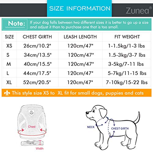 Zunea - Arnés y correa para perros pequeños, ajustable, reflectante, chaleco arnés de pana suave para gatos, cachorros, chihuahuas