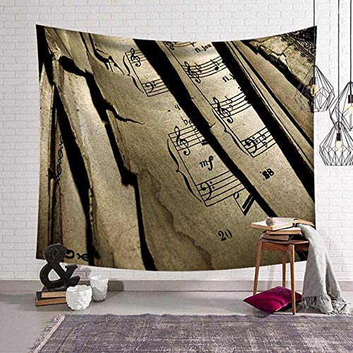 ZWXDMY Tapices,Manta Decorativa De Música, La Pared Cuelgan Bohemio Raído Libro Música,para Salón Dormitorio Dormitorio Viajes Arte De Pared De Fondo Home Ropa De Cama,150 * 150Cm.