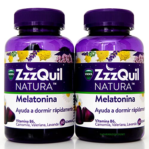 Zzzquil Natura Melatonina |Ayuda a Dormir|2 envases de 60 gominolas| (TOTAL 120 GOMINOLAS)