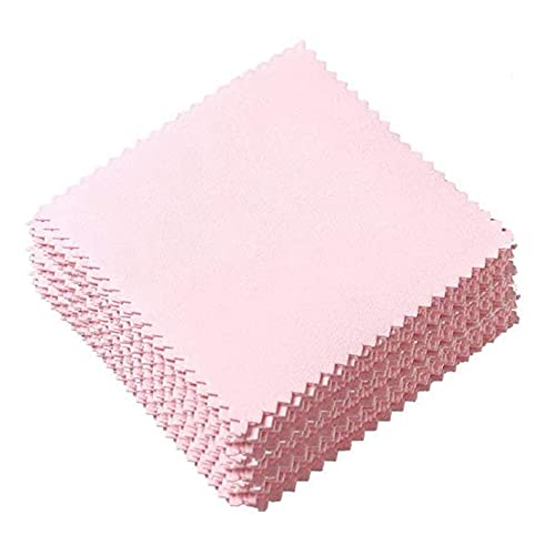100 Piezas Paños para pulir joyas paño de pulido para la limpieza Paño de Limpieza de Joyería Paño de Limpieza de Diamantes Paño de Pulido de Vidrio Suave para Joya (rosado)