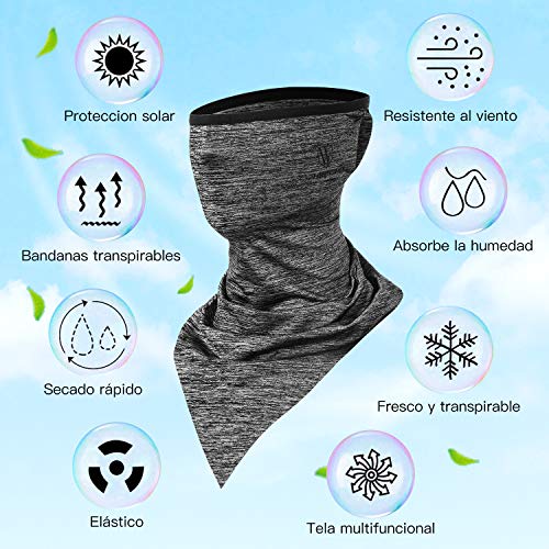 2 Bandanas Multifuncionales Elásticas para Moto Bicicleta Senderismo,Facial pañuelo Cuello Polainas de Verano Seda Hielo, protección UV y contra el Viento/Sudor y Transpirable/Secado rápido