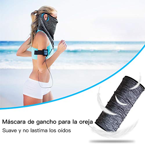 2 Bandanas Multifuncionales Elásticas para Moto Bicicleta Senderismo,Facial pañuelo Cuello Polainas de Verano Seda Hielo, protección UV y contra el Viento/Sudor y Transpirable/Secado rápido