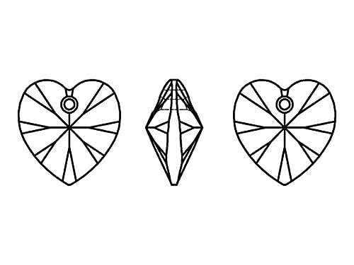 2 colgantes de elementos Swarovski – Corazón (6228), cristal cromado, 10,3 x 10 mm (colgante Swarovski Elements – Corazón (6228), cristal cromado claro, 10,3 x