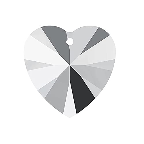 2 colgantes de elementos Swarovski – Corazón (6228), cristal cromado, 10,3 x 10 mm (colgante Swarovski Elements – Corazón (6228), cristal cromado claro, 10,3 x