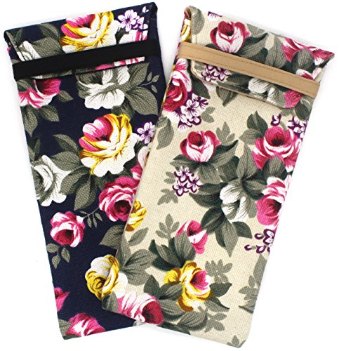 2 paquetes Paño suave Lady Floral pattern Eyewear/cosmetics/small Item storage Pouch Case