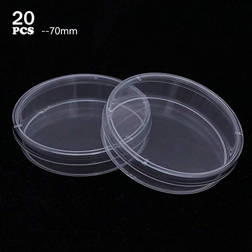 20 Piezas Placas de Petri, Placas Petri de Tejido Celular Laboratorio, con tapa,Bandeja de cultivo bacteriano,Plastico Placas de Petri esterilizadas, Placas de Petri de Celular Transparente