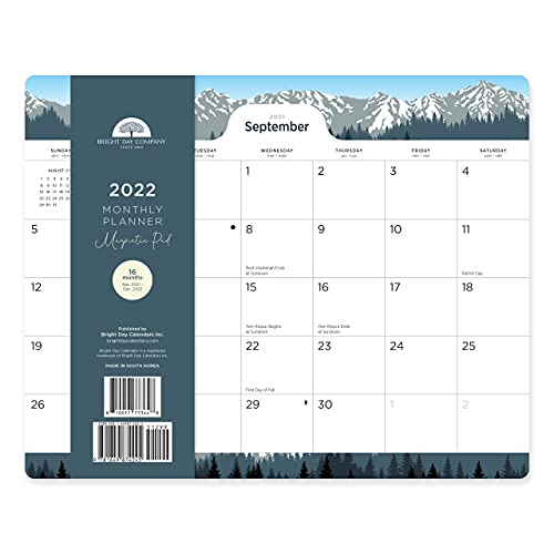 2022 - Calendario magnético para frigorífico (2022), diseño de brillantes, 16 meses, 8 x 10 pulgadas, montañas