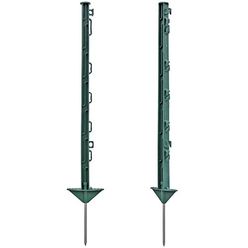 20x Poste para pastor eléctrico, largo 74cm, 7 ojales para hilo y cinta conductora, verde