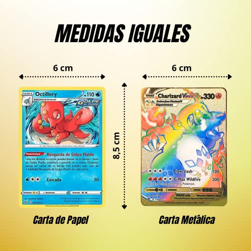 3 X Cartas Pokémon Doradas VMAX - Edición Coleccionista Tarjetas Oro de Metal - Metal Golden Card