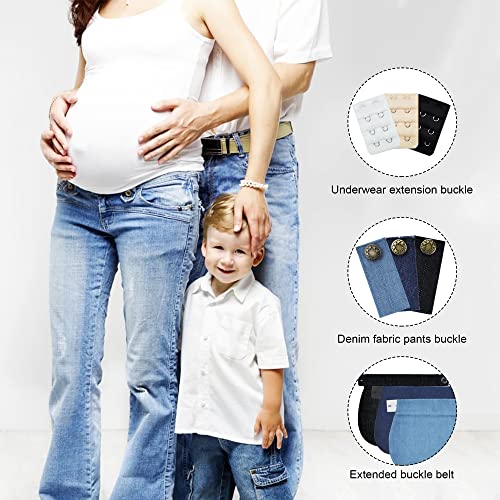 3Pcs Extensor de Pantalones de Maternidad, Extensores de Cintura de Embarazo Ajustable + 3pcs Alargador Sujetador, Extensores de Botón de Pantalón Elástico Regalos para Mamas Embarazadas (B)