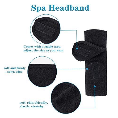 4pcs Diadema Cosmética Banda para el cabello，con Velcro Diadema de Ducha para la protección del cabello en la ducha