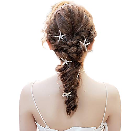 5 clips para el pelo de estrella de mar para novia y niña, accesorios para boda