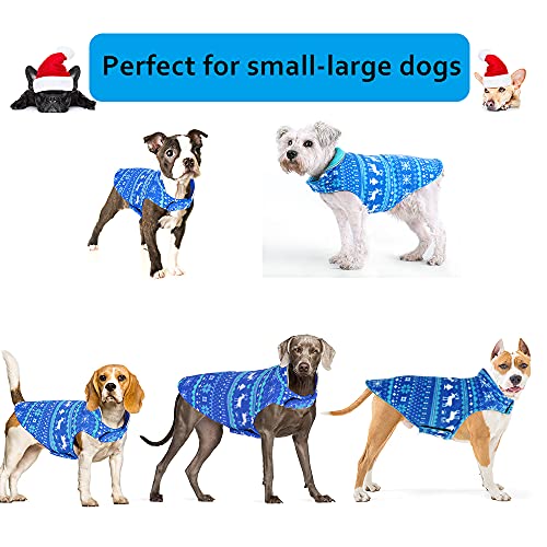 ABRRLO Forro polar para perros, chaleco de forro polar, abrigo para perros, abrigo reflectante, chaqueta reversible sin mangas, para perros pequeños y medianos de Navidad (azul M)