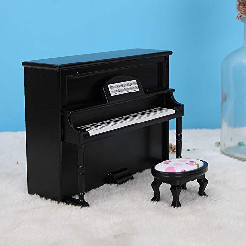 Accesorios de la casa de muñecas, Casa de muñecas Piano vertical vertical Mini Piano de juguete vertical para el hogar (negro)