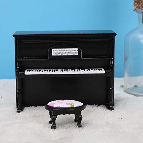 Accesorios de la casa de muñecas, Casa de muñecas Piano vertical vertical Mini Piano de juguete vertical para el hogar (negro)