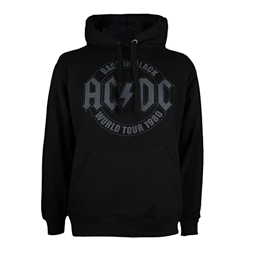 AC/DC Tour Emblem Sudadera con Capucha, Negro (Black Blk), L para Hombre