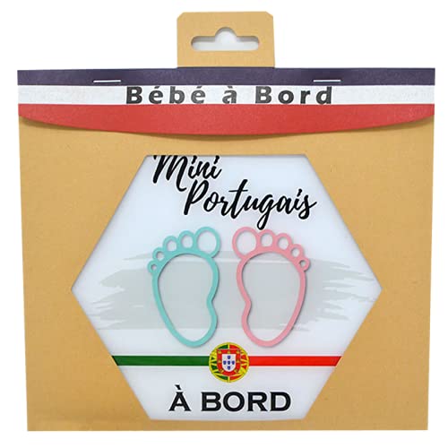 Adhesivo para coche de bebé a bordo, fabricado en Francia, diseño de Mini Portugal y Portugal