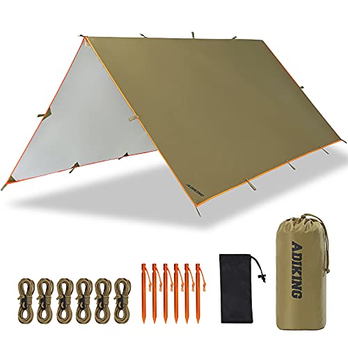 ADIKING Toldo Camping 3.2m X 3m Lonas Portátiles Impermeables para Carpas Refugio de Lluvia Ligero Anti-UV para Acampar Senderismo Actividades al Aire Libre (Marrón)