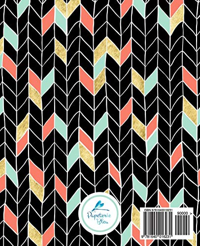 Agenda 2019: 19x23cm: Agenda 2019 settimanale italiano: Oro, Corallo e Motivo a zigzag verde menta 6231