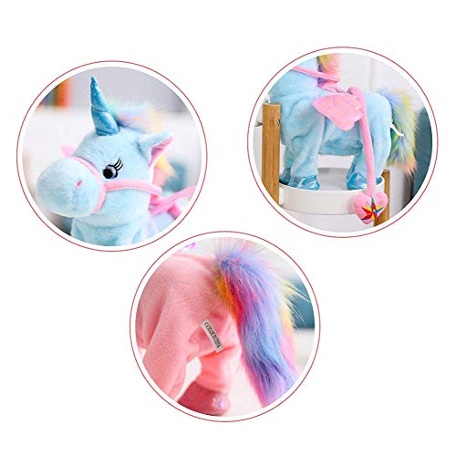 Aideal Peluche de unicornio eléctrico, juguete de que canta y camina, regalos de cumpleaños para niño y niña (rosa)